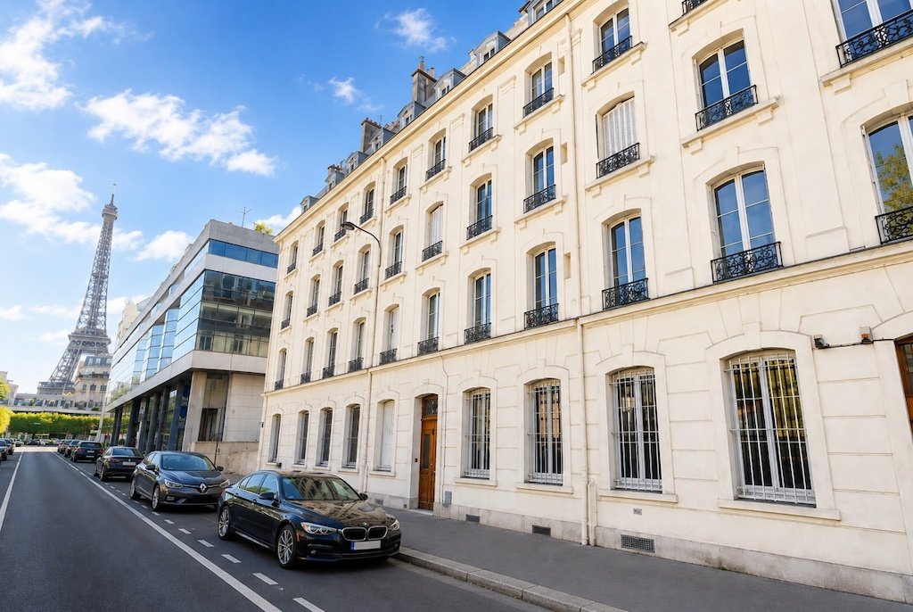 L'immeuble du 17 Quai de Grenelle, à Paris. L'immeuble du 17 Quai de Grenelle, à Paris.