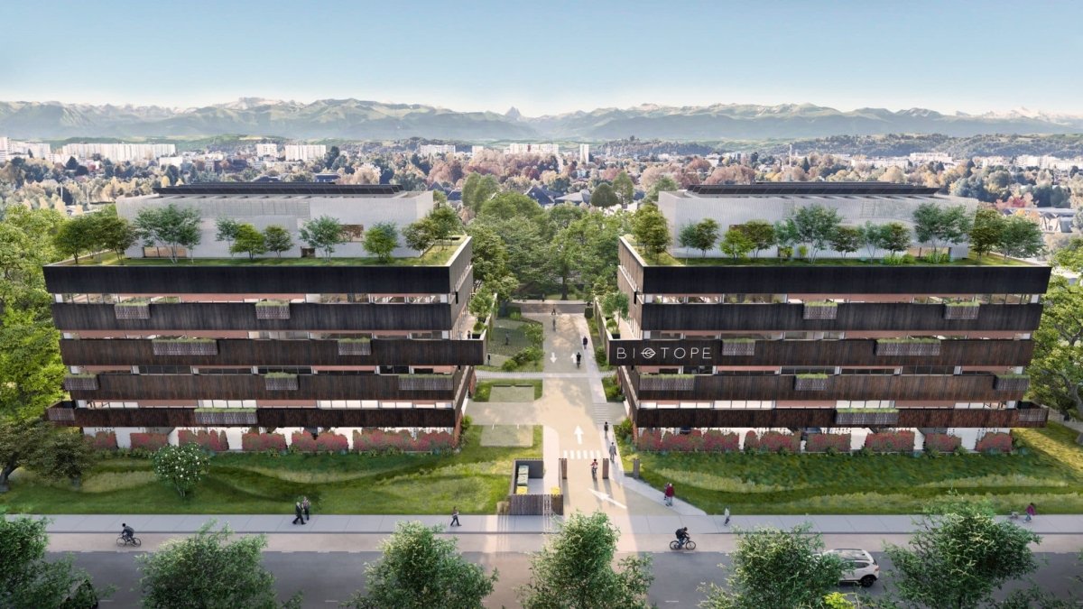 Le programme de 5 500 mètres carrés de bureaux Biotope I & II à Pau. 