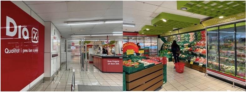 Le supermarché Dia de Barcelone. Le supermarché Dia de Barcelone.