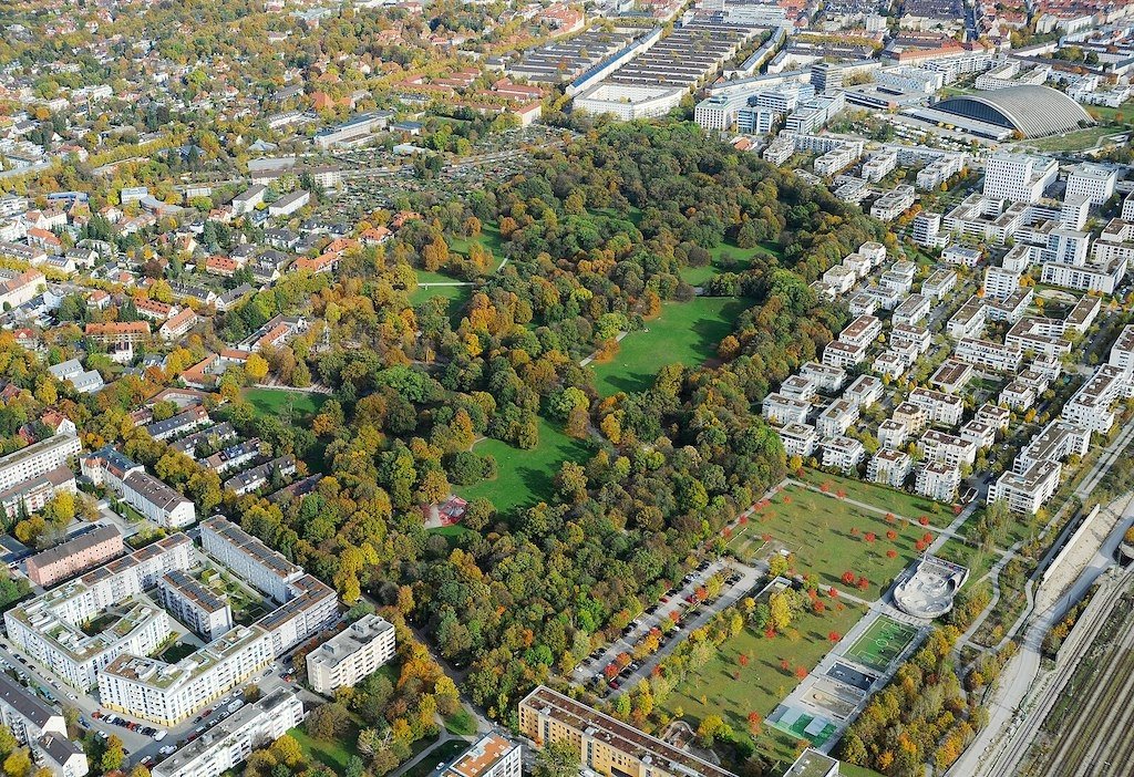 Le parc Hirschgarten, dans le quartier Neuhausen-Nymphenburg, à Munich.  