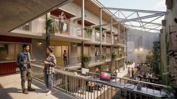 L'ancien chai viticole transformé en cité culturelle et créative par Bellevilles, à Sète. 