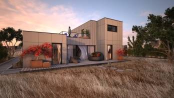 Exemple d'une maison individuelle en ossature bois construite par Ekko