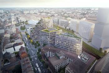 Le projet mixte Beaumont, à Rennes, dont l'immeuble de bureaux acquis par Arkéa Foncière. © KempeThil-MonsieurMedia