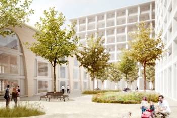 L'Orangerie, à gauche, 1 228 m2 de bureaux acquis par Midi 2i à Lyon-Confluence.