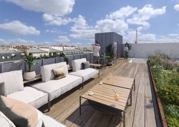 La terrasse de l'hôtel particulier du 7 Magdebourg, repositionné par GCI. 